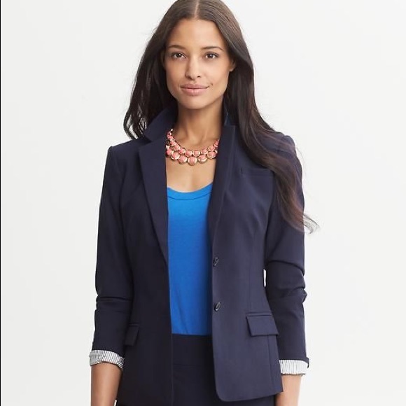 SOLD Wool Navy Blue Black Blazer Jacket - Picture 2 of 8